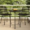 Dining Table Black Ø21.7" Tempered Glass and Steel