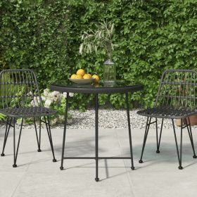 Dining Table Black Ø31.5" Tempered Glass and Steel