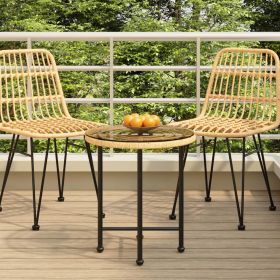 Dining Table Ø19.7" Tempered Glass and Steel