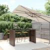 Bar Table with Glass Top Brown 72.8"x31.5"x43.3" Poly Rattan