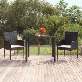 Patio Table with Glass Top Black 35.4"x35.4"x29.5" Poly Rattan