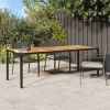 Patio Table Black 98.4"x39.4"x29.5" Poly Rattan