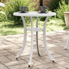 Patio Table White Ø18.9"x20.9" Cast Aluminum