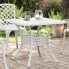 Patio Table White 31.5"x31.5"x29.5" Cast Aluminum