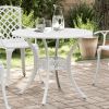 Patio Table White Ø35.4"x29.5" Cast Aluminum