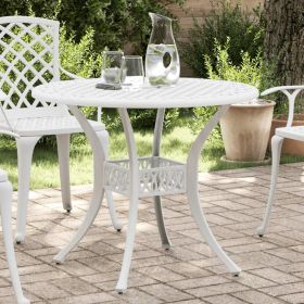 Patio Table White Ø35.4"x29.5" Cast Aluminum