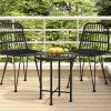 Dining Table Black Ø19.7" Tempered Glass and Steel
