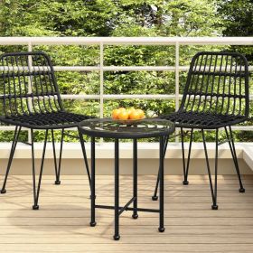 Dining Table Black Ø19.7" Tempered Glass and Steel