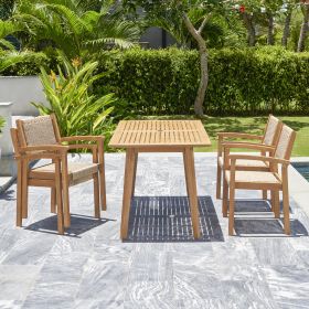 Mauricio 5-Piece Acacia Wood Dining Set with Stacking Chair