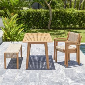Mauricio 4-Piece Acacia Wood Dining Set with Stacking Chair