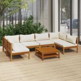 7 Piece Patio Lounge Set with Cream Cushion Solid Acacia Wood