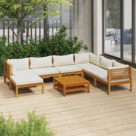 8 Piece Patio Lounge Set with Cream Cushion Solid Acacia Wood