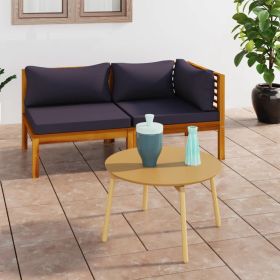 2 Piece Sofa Set with Dark Gray Cushions Solid Acacia Wood