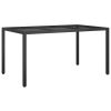 Patio Table 59.1"x35.4"x29.5" Tempered Glass and Poly Rattan Black
