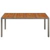 Patio Table with Wooden Top Gray 74.8"x35.4"x29.5" Poly Rattan
