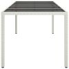 Patio Table White 98.4"x39.4"x29.5" Poly Rattan and Tempered Glass