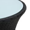Patio Side Table Drum Shape Black Poly Rattan