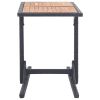 Patio Table Black Solid Acacia Wood and Poly Rattan