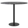 Table Top Black Ø 11.8"x0.3" Tempered Glass with Marble Design