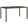 Patio Table 59.1"x35.4"x29.5" Tempered Glass and Poly Rattan Brown