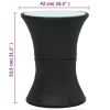Patio Side Table Drum Shape Black Poly Rattan