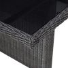 Patio Dining Table Black 78.7"x39.4"x29.1" Glass and Poly Rattan