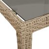 Patio Table 59.1"x35.4"x29.5" Tempered Glass and Poly Rattan Beige
