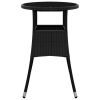 Patio Table Ø23.6"x29.5" Tempered Glass and Poly Rattan Black
