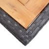 Patio Table Black Solid Acacia Wood and Poly Rattan