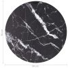 Table Top Black Ø 11.8"x0.3" Tempered Glass with Marble Design