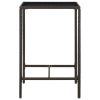 Patio Bar Table Brown 27.6"x27.6"x43.3" Poly Rattan and Glass