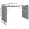 Bar Table with Glass Top Brown 72.8"x31.5"x43.3" Poly Rattan