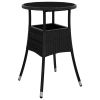 Patio Table Ø23.6"x29.5" Tempered Glass and Poly Rattan Black