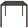 Patio Table 59.1"x35.4"x29.5" Tempered Glass and Poly Rattan Brown