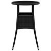 Patio Table Ø23.6"x29.5" Tempered Glass and Poly Rattan Black