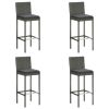 5 Piece Patio Bar Set with Cushions Gray