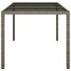 Patio Table 59.1"x35.4"x29.5" Tempered Glass and Poly Rattan Gray
