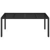 Patio Table with Glass Top Black 74.8"x35.4"x29.5" Poly Rattan