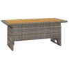 Patio Table Gray 39.4"x19.7"x16.9"/24.8" Solid Wood Acacia&Poly Rattan
