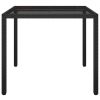 Patio Table 35.4"x35.4"x29.5" Tempered Glass and Poly Rattan Black