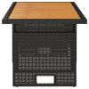 Patio Table Black 39.4"x19.7"x16.9"/24.8" Solid Wood Acacia&Poly Rattan
