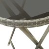 Tea Table Gray 23.6" Poly Rattan and Tempered Glass