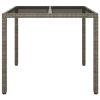 Patio Table 35.4"x35.4"x29.5" Tempered Glass and Poly Rattan Gray