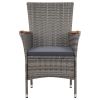 9 Piece Patio Dining Set with Cushions Poly Rattan Gray