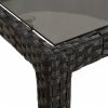 Patio Table Black 74.8"x35.4"x29.5" Tempered Glass and Poly Rattan