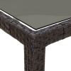 Patio Table Brown 98.4"x39.4"x29.5" Tempered Glass and Poly Rattan