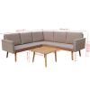 4 Piece Patio Lounge Set with Cushions Poly Rattan Gray
