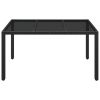 Patio Table with Glass Top Black 59.1"x35.4"x29.5" Poly Rattan