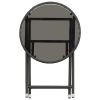 Tea Table Black 23.6" Poly Rattan and Tempered Glass