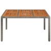 Patio Table with Wooden Top Gray 59.1"x35.4"x29.5" Poly Rattan